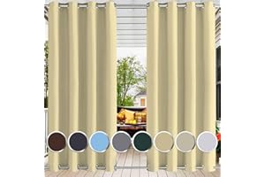 Ufamiluk Tende Esterno impermeabile ad Anelli Superiore e Inferiore antipioggia Tenda Giardino per balcone esterno verande gazebo da esterno 1 Pezzo 150x270cm (BxH) Beige