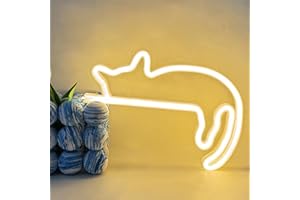 UExnkj-Y Cat LED Signe Chat Neon Enseigne Animaux Néon Blanc Chaud Enseigne Néon USB ou Batterie Enseigne Lumineuse pour Chambre Magasin Chevet Salon Fête Décoration Murale