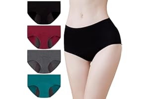 Momoshe Culotte Menstruelle Slip Femme Coton Absorbante Flux Abondant Regle Anti Fuite Incontinence Lot de 4