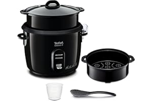 Tefal Classic 2 Cuiseur à riz, 5 L, 1,5 kg de riz, Automatique, Maintien au chaud, Sans surveillance, Cuve antiadhésive, Nettoyage facile, Panier vapeur, Noir RK103811