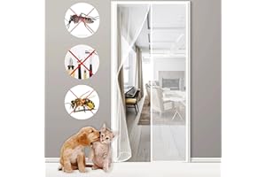 DTEDTY Magnetic Fly Screen Door Curtain, 145x200cm Magnetic Fly Door Screen Double, for Fine Doors Window Balcony Prevents The Insect Keeping Out Flies White