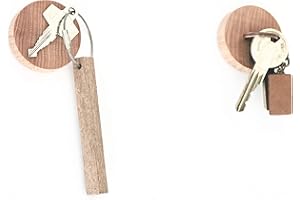 anaan Cimukou Porta Llaves de Pared Magnetico Colgador Llaves Madera Magnético Imán de Nevera Etiqueta Decorativo de Pared 3M Adhesivo Diseño Moderno (Haya 2X Piezas)