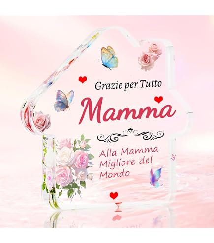 OHREN Decorazione Cuore in Acrilico Regali per Mamma da Figlia Figlio, Regalo di Compleanno, Regalo per la Mamma, Regalo per la Festa della Mamma