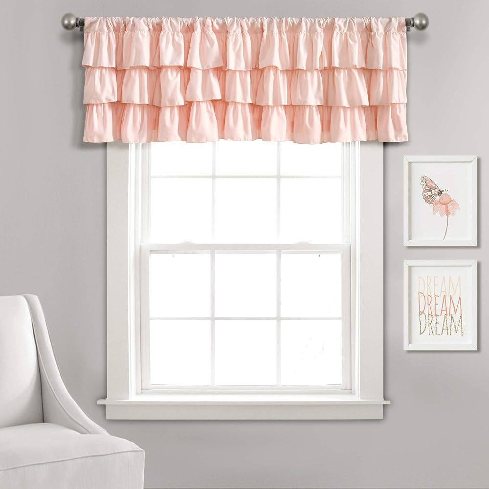 Lush Decor, Blush Belle Valance Shabby Chic Style Single Curtain, 18" x 84