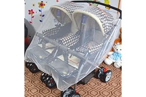LONTG Moskitonetz für Zwillingskinderwagen Universal Insektenschutz Netz Elastisches Atmungsaktives Mückennetz Faltbares Fliegennetz Sommer Frühling Moskito Netz Abdeckung für Kinderwagen Buggy Sportwagen