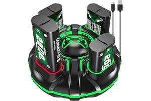 SEVKUMZ 4 x 2000 mAh Wiederaufladbarer Akku mit Ladegerät für Xbox One, Controller-Akku für Xbox One S/Xbox One X/Xbox One Elite Wireless Controller, langlebiger intelligenter Schutz