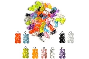 TAIYOU 60 Piezas Colgante Resina Oso 9 Colores Colgantes Oso Caramelo Encantos Resina Oso para Decoración de Pendientes Collares Hacer Joyas DIY Accesorios Colgante Oso para Adultos y Niños