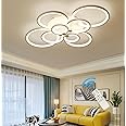 Qcyuui Modern LED Dimmable Ceiling Light, 8-Head Close to Ceiling Light Acrylic Flush Mounted Lighting Fixture, Indoor Ceiling Lamp for Bedroom Living Room Dining Room Kitchen Office (100W/3000-6500K)