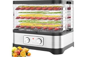 HOPEKINGS COOCHEER Deshidratador de Alimentos 8 Pisos Bandejas, Deshidratador de Frutas y Verduras 400W con Temporizador 72H y Temperatura Ajustable,Ajuste mecanico,sin BPA Red