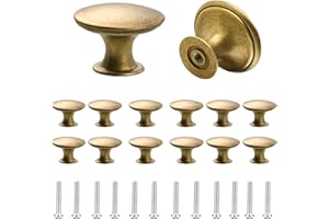 MAKOTO NOBU Lot de 12 boutons de placard vintage chic en laiton antique, Rond Boutons d'armoire,Boutons de laiton antique, 30mm Vintage Laiton Poignées Boutons de Meuble de Meuble pour Placards de Cuisine