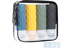 LIYUABU Silikon reiseflaschen 100ml Set,Auslaufsicher und nachfüllbar reise behälter zum befüllen,Wird mit Kulturbeutel geliefert,Geeignet zum Befüllen von Reiseflaschen mit Shampoo,Duschgel und Spülung