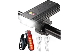 COYONCE 10 LED Bicycle Lights Front and Back, LED Display 8 Modes Bike Light Set, 10000 Lumens Rechargeable USB Cycle Lights IPX6 Waterproof Bike Lights Set