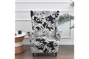 WYJHNLBEDC 2 pokrowce na fotel uszak, elastyczne ochraniacze na fotel uszak, fotel wypoczynkowy, outdoor, fotel, do salonu, na sofę 1-osobową