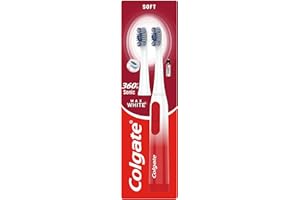 Colgate 360 Sonic Max White Battery Powered Toothbrush Cleans in 4 Ways and Polishes Teeth Surface for a Healthy, Whole Mouth Clean with a Replaceable Head and a Battery