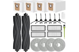 DrRobor Akcesoria do Dreame L20 Ultra, zestaw części zamiennych do Dreame L20 Ultra Complete robota odkurzającego z 4 workami na kurz, 2 głównymi szczotkami, 4 podkładkami do wycierania, 4 filtrami