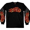 Hot Leathers Fire Bobber Long Sleeve T-Shirt (Black, X-Large)