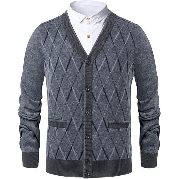Allthemen Gilet Cardigan Homme Col Montant Veste Laine