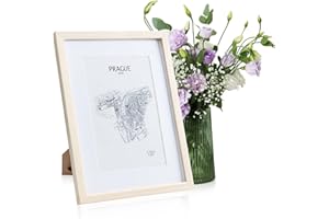 Classic by Casa Chic - Echtholz Bilderrahmen 30x40 cm - Kiefer natur - mit Passepartout 20x30 cm - Acrylglas - Rahmenbreite 2cm