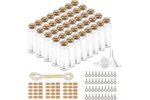 EUBSWA Mini szklane butelki 20 ml, zestaw 40 sztuk, buteleczki szklane, butelki na przyprawy, z korkiem, na wesele, imprezę, dekoracje, akcesoria