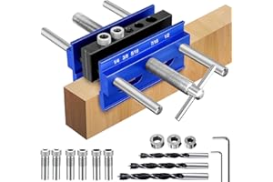 CARSEATTY Self Centering Dowel Jig 6.7 Inch Woodworking Doweling Jig Kit Pocket Hole Jig Kit Adjustable Drilling Guide Puncher Locator Carpentry Tools DIY Tool for Furniture