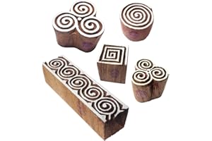 ROYAL KRAFT Attrayant Pattern Spirale et Géométrique Bois Impression Tampons (Set de 5)
