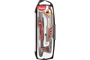 Maped - Compas Maped Stop System Innovation - Système de Verrouillage Breveté - Tracé Parfait - avec Sécurité Protège Pointe et Mine - Compas Mine + Bague Universelle + Crayon - Dès 10