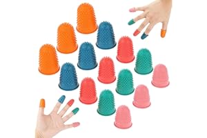 DSLSQD 15stk Gummi Fingerspitzen,Gummi Fingerhüte Silikon Fingerschutz Fingerkappen Zählfinger Fingerkissen Griffe,Wiederver,für Geldzählen Schreiben Sortieren Heißklebe Blattwender Sportspiele-5Größe