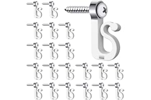 HuyxyTec Q-Hanger Screw Hooks, 20 Pack Outdoor Indoor Light Holder Hooks with Drill Bit Q-Hanger Hooks for Easy Release Outdoor LED Light String, White