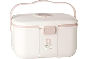 ESTETHI Medicine Storage Box, First Aid Storage Tin w. Handle and Removable Compartment, 28 x 18 x 17 cm, 8.5L Capacity