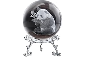 vskikris 60 mm Crystal Ball 3D Laser Panda Figurine - Glass Paperweight & Decorative Ball with Stand – Glass Ball Ornaments for Home & Office Decor, Gifts for Women Girls Wife Daughter