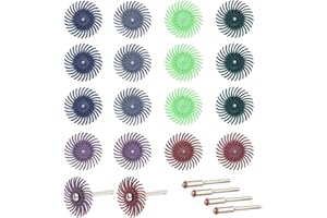 Mesee 18 Stück 25mm Mixed Grit Detail Schleifbürsten Set, Schleifbürste Gap Polierscheibe Sortiment Kit, Radial Bristle Disc set für rotierende Werkzeuge Entgraten Polieren, 80/120/220/400/600/1000