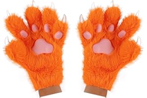hbbhml Guantes de pata de oso de gato, lindo zorro, lobo, garra de felpa, manopla esponjosa, para Halloween, Navidad, cosplay, disfraz para hombres y mujeres
