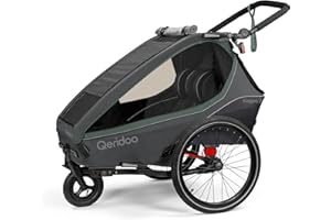‎QERIDOO Qeridoo Kidgoo 2 | Fahrradanhänger 2 Kinder | Fahrrad Anhänger Kinder mit Federung & Easy ARS | Jogger Kinderwagen | Kinderfahrradanhänger klappbar | Kinderbuggy 45L | Walker & Bike Trailer