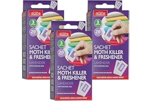 CARASELLE 3x Pack of 20 Acana Moth Killer & Freshener Sachets with Lavender Fragrance