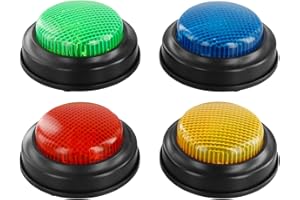 QWORK® Lot de 4 buzzers de réponse , buzzers Lumineux et sonores pour Jeux télévisés , fête, Salle de Classe