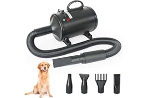 SUDOO 2800W Professional Pet Hair Dryer Pet Dog Grooming Hair Dryer With 4 Different Nozzles Motorcycle Power Dryer Portable Car Dryer (Black)