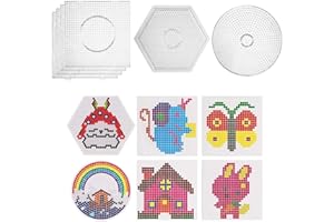 KNOWING Perline a Fusione, 6 Pezzi Pegboard di Perline, Pegboard per Perline a Fusione, Pannello Forato Perline, con 6 Motivi in Carta, per Bambini Della Scuola Domestica Artigianato Giocattoli Educativi