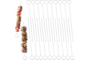 NUTTDOO BBQ Metal Skewers Stainless Steel,20 PCS air Fryer skewers,7.63"/19.4cm Metal Skewer for Oven Halloween Christmas Party Turkey,BBQ Skewers