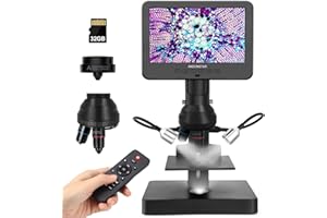 Andonstar AD246S-P HDMI-Digitales Mikroskop mit 7-Zoll-Bildschirm, 4000 x 3 Objektiv 2160P UHD-Videoaufzeichnung, Münzmikroskop für Fehlermünzen, biologisches Mikroskop-Kit für Erwachsene