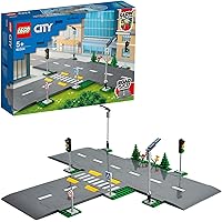LEGO City Piattaforme Stradali, Set di Basi per Strade con Lampioni Fosforescenti, Semafori Giocattolo, Cartelli, Segnaletica