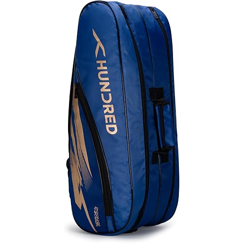 Hundred Cosmogear Badminton Kit-Bag (Royal Blue)|Double Zipper|Bag with Front Zipper Pocket, Polyester