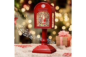 ‎SEASBOES Weihnachtsdeko Laterne, Weihnachts Schneekugel Laterne mit Musik, Weihnachtslaterne, LED Weihnachts Schneekugel Laterne mit Musik und Licht, Weihnachtsfeierdeko Vintage Innen Beleuchtet (Rot)