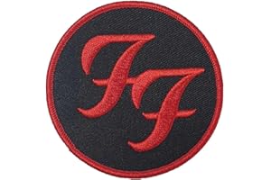 ROCK OFF OFFICIALLY LICENSED PRODUCTS Foo Fighters Patch Circle Logo Official Embroidered woven iron on 105 x 45mm One Size