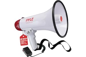 Pyle Megaphon mit Sirene, Signalhorn – Siren Megaphone – Megafon Kinder & Erwachsene 40W, Faltbare Handsirene als Polizei Sirene, Fußball Hupe & Tröten zum Anfeuern Sport, Megaphone Laut bis zu 915m