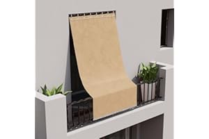 A2ZWORLD Tenda da Sole per Balcone, 145x290cm, Beige, Tenda da Esterno Balcone, Kit Montaggio Ganci e Anelli Inclusi, Tessuto Resistente, Impermeabile