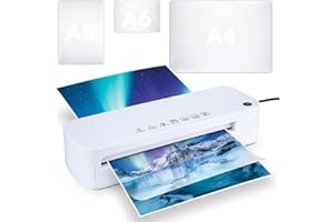 Bresam Plastificadora para hojas A4 A5 A6 laminadora en caliente con sistema Abs anti atascos, máquina para plastificar hojas y proyectos de papel plastificado incluyendo 36 hojas