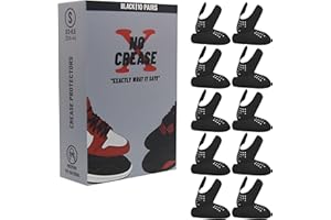 NO CREASE x 10 PAIRS Shoe Crease Protectors, Anti Wrinkle Toe Box Shields, Crease Guards for all Trainers, Shoes and Sneakers, Compatible with Air Force 1 & Air Jordan (UK 2-6.5, Black)