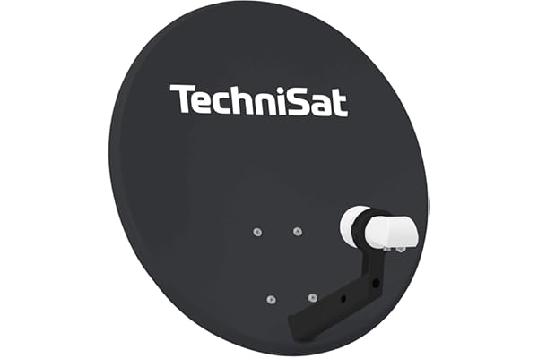 TechniSat TECHNITENNE 60 - Antenne parabolique pour 2 participants (Installation Satellite numérique de 60 cm, kit Complet Comprenant l'antenne avec Support de mât et LNB Twin Universel) Anthracite