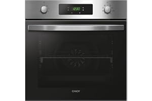 Candy Idea FCID X676, Horno Multifunción Pirolítico, 65L, 1 Bandeja y 1 Rejilla, Ventilador Radial, Aquálisis, Convección + Ventilador, 9 Funciones, Display táctil, Puerta 3 Cristales, Inox y Negro