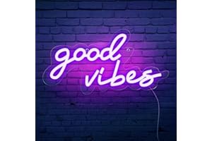 MEDE Good Vibes Neon Sign,Neon Light Powered by USB with Switch, Purple Led Neon Light Sign for Bedroom,Wall Decor,Game Room,Party, Bar Decor-16.1*8.2"